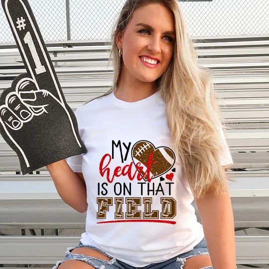 My Heart Is On That Field Football Glitter Shirt