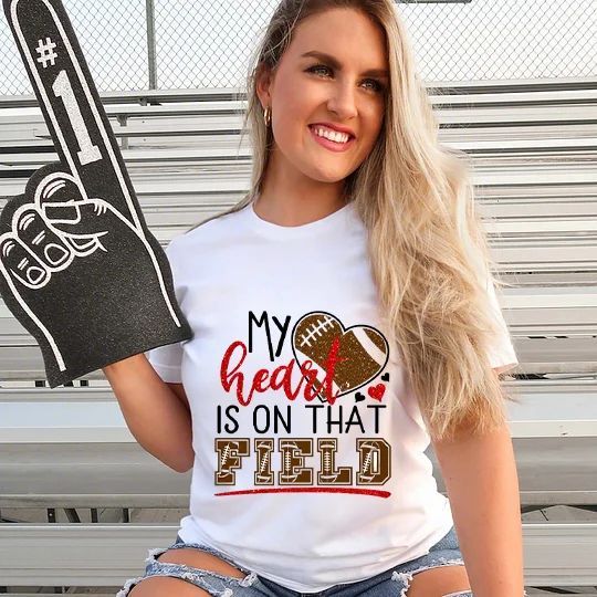 My Heart Is On That Field Football Glitter Shirt