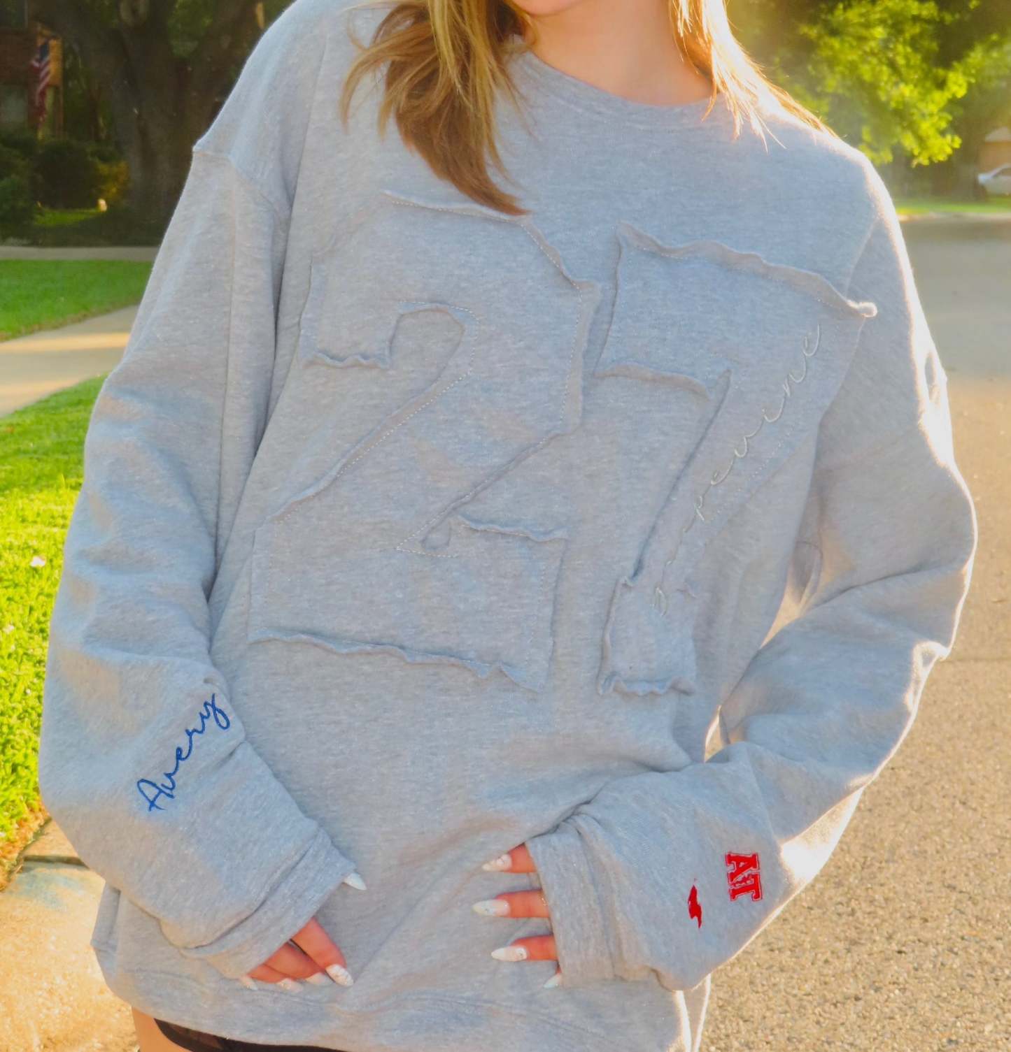 Custom Graduation Year Or Player Number Sweatshirt-Personalized Sleeves For School Spirit, Sports, Or Activities