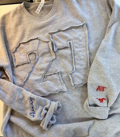 Custom Graduation Year Or Player Number Sweatshirt-Personalized Sleeves For School Spirit, Sports, Or Activities