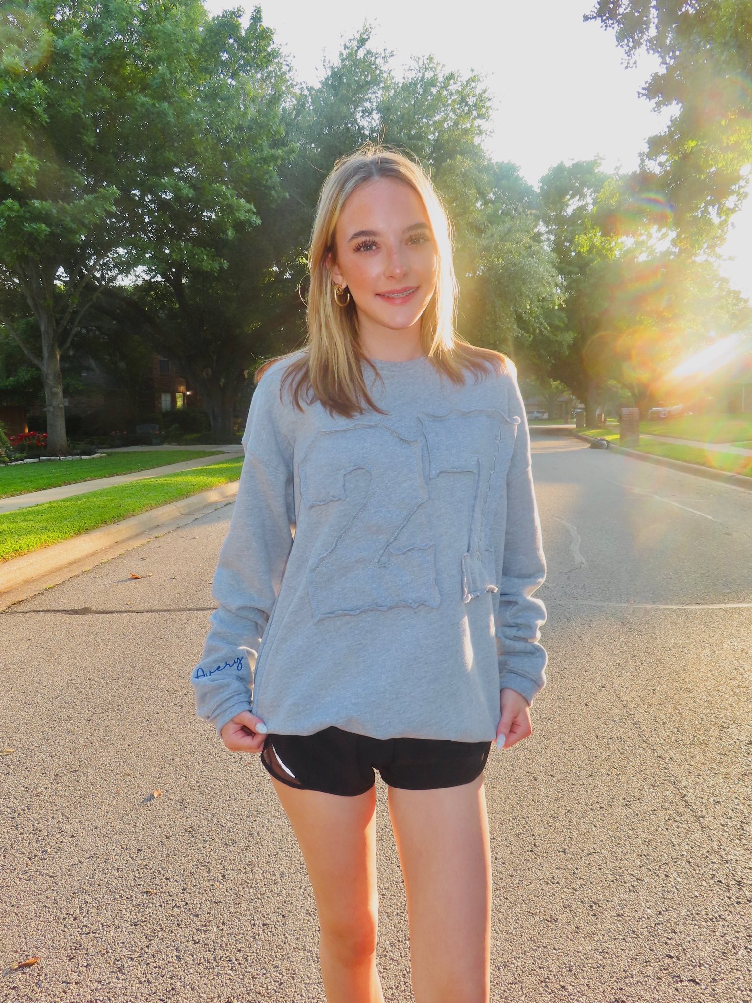 Custom Graduation Year Or Player Number Sweatshirt-Personalized Sleeves For School Spirit, Sports, Or Activities