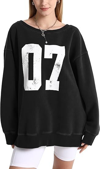 Women's Sports Number Off-The-Shoulder Pullover Sweatshirt