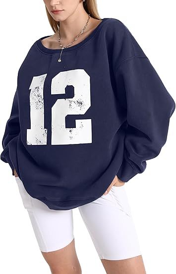 Women's Sports Number Off-The-Shoulder Pullover Sweatshirt