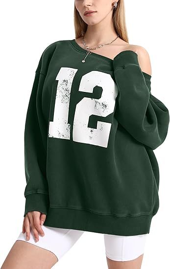 Women's Sports Number Off-The-Shoulder Pullover Sweatshirt