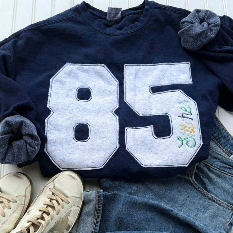 Custom Embroidered Sports Number Crewneck Sweatshirt
