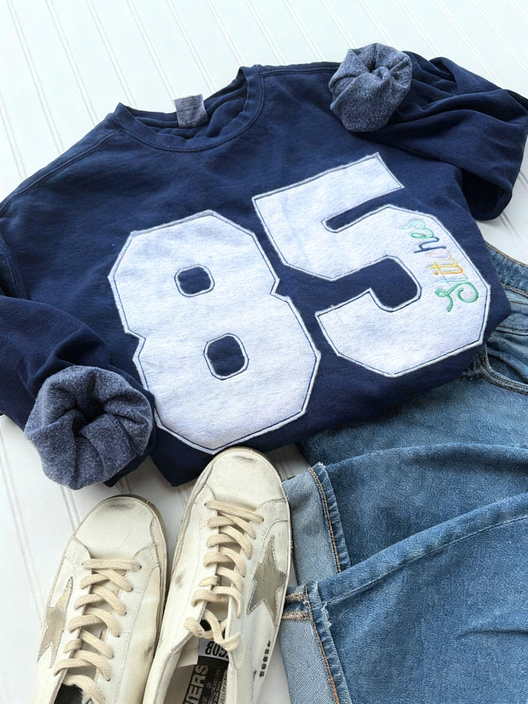 Custom Embroidered Sports Number Crewneck Sweatshirt