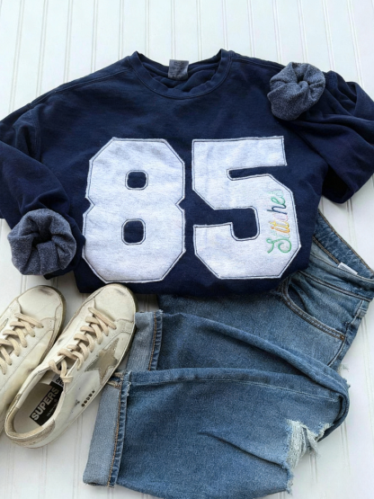 Custom Embroidered Sports Number Crewneck Sweatshirt