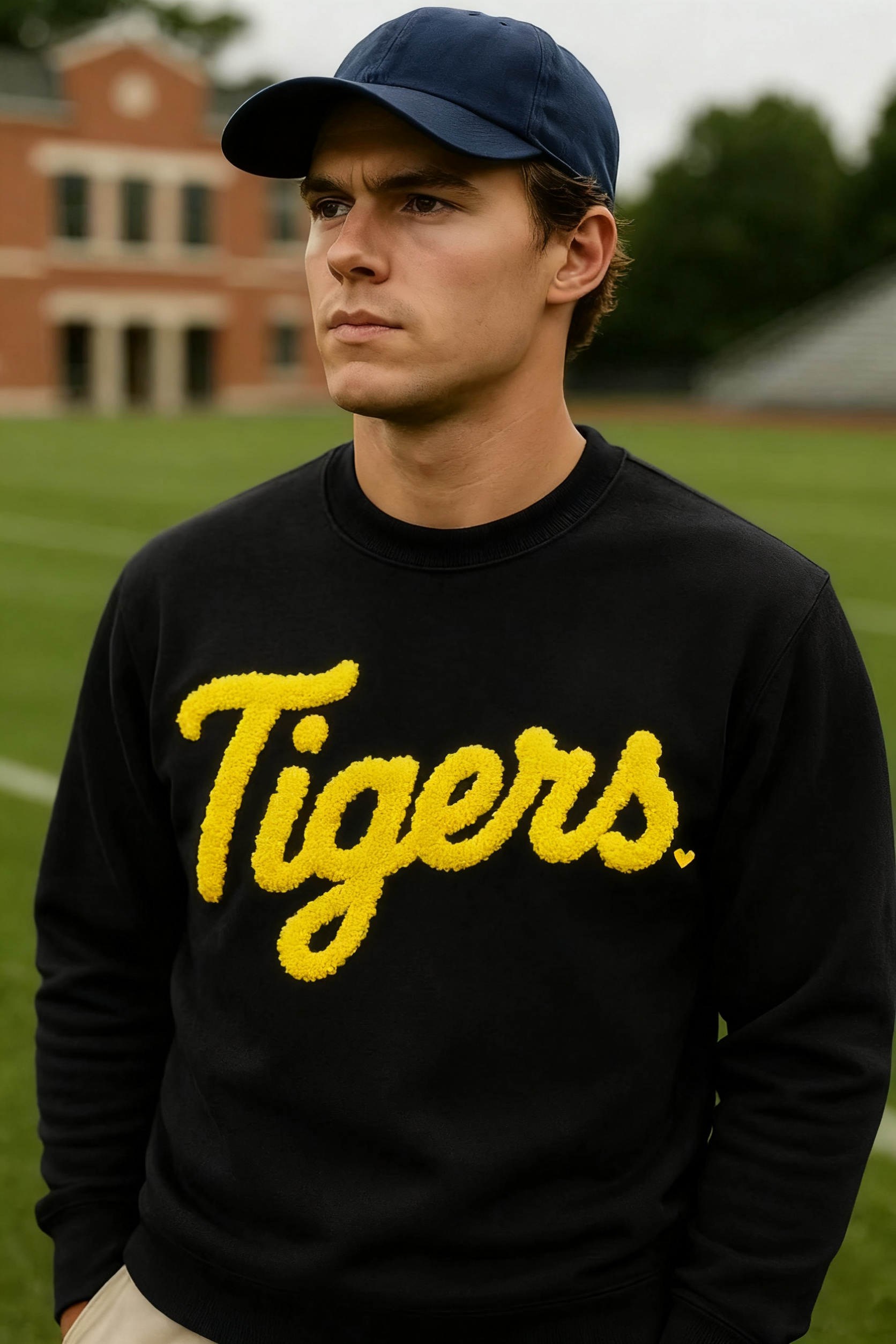 Custom Team Name Embroidered Chenille Sweatshirt - Oversized Football-Inspired Fit