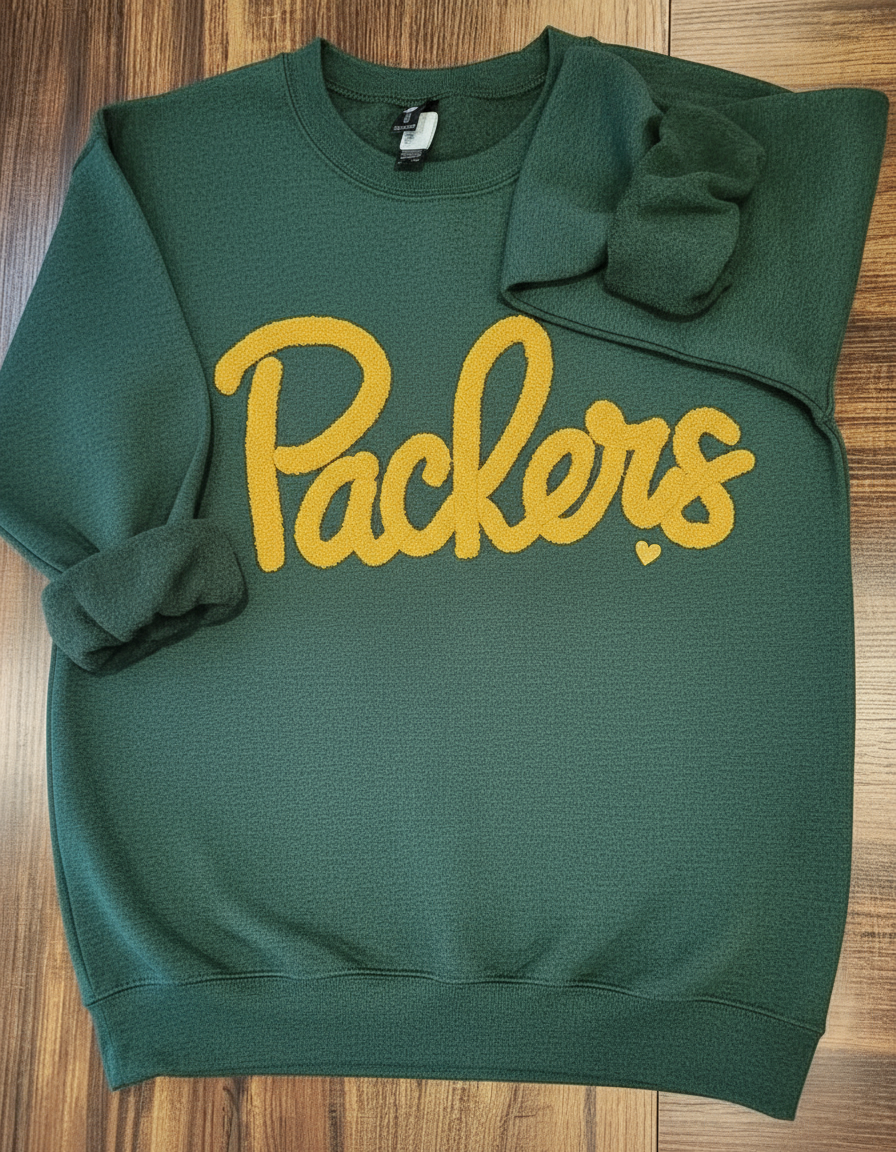 Custom Team Name Embroidered Chenille Sweatshirt - Oversized Football-Inspired Fit