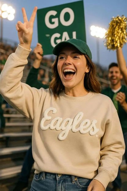 Custom Team Name Embroidered Chenille Sweatshirt - Oversized Football-Inspired Fit