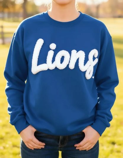 Custom Team Name Embroidered Chenille Sweatshirt - Oversized Football-Inspired Fit