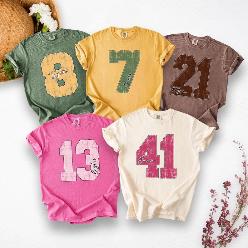 Custom Y2K Football Pullover Number T-Shirt, College Game Day Shirt