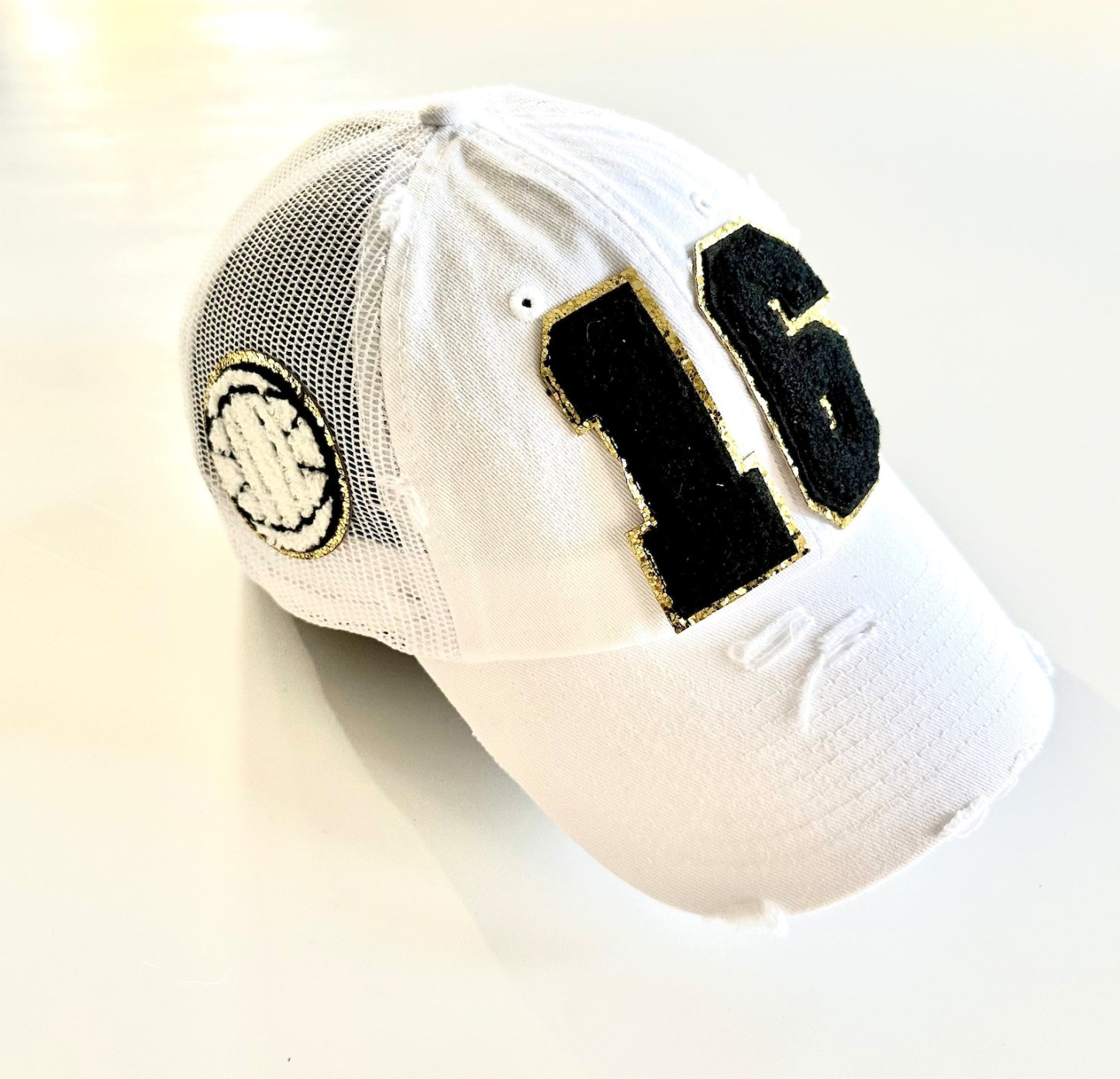 Volleyball Mom Hat With Number Patch, Custom Varsity Game Day Sports Cap,Soccer Ball Desige