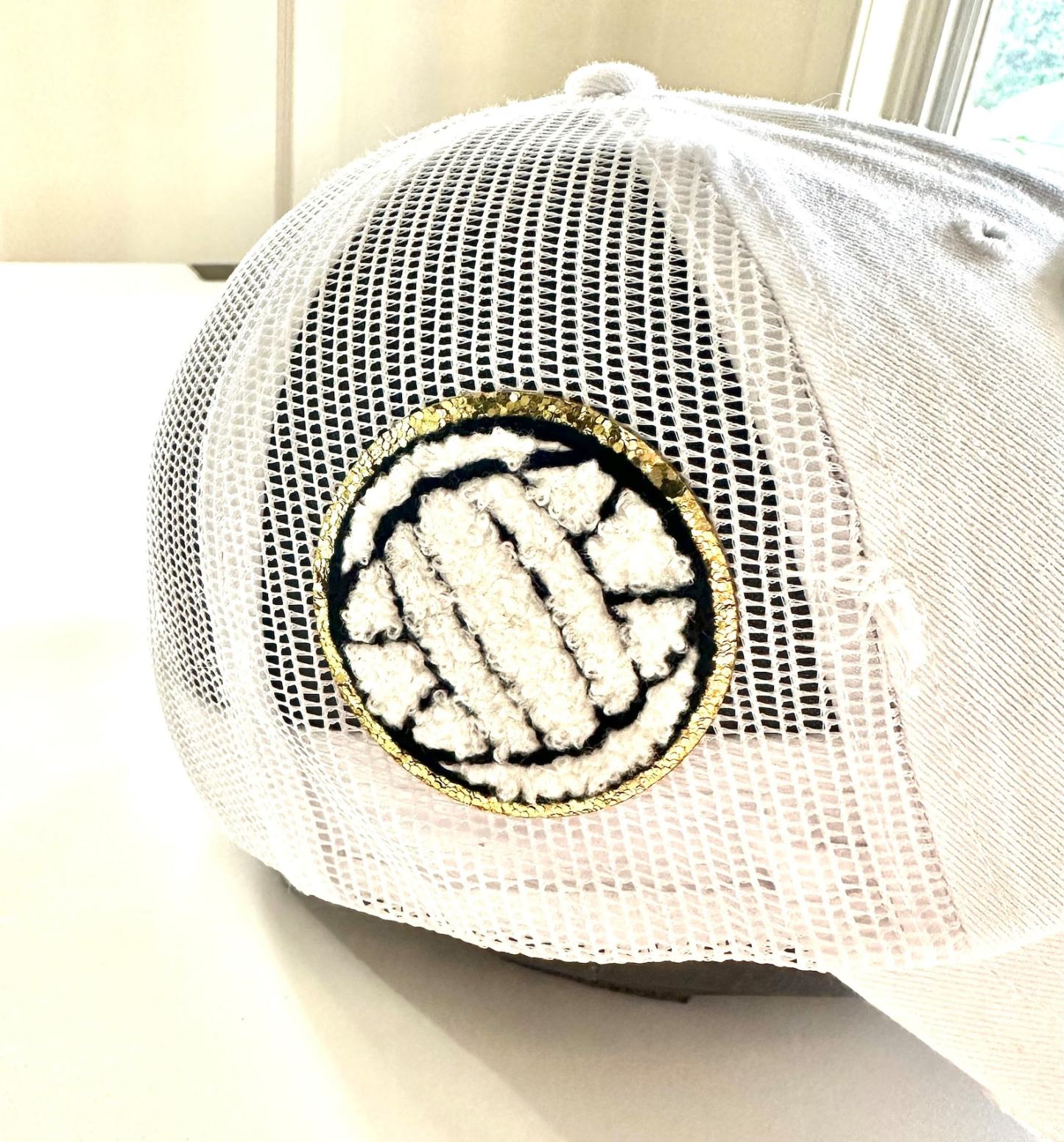 Volleyball Mom Hat With Number Patch, Custom Varsity Game Day Sports Cap,Soccer Ball Desige