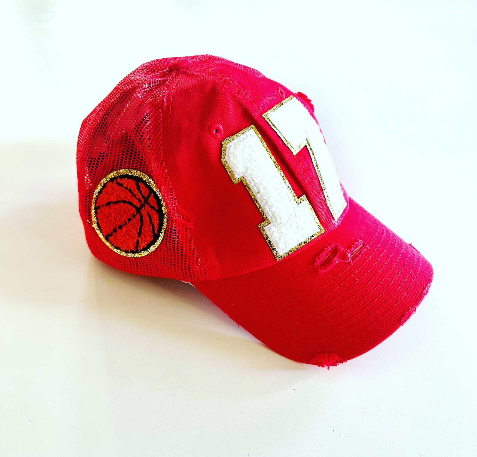 Basketball Mom Hat With Number Patch, Custom Varsity Game Day Sports Cap,Soccer Ball Desige