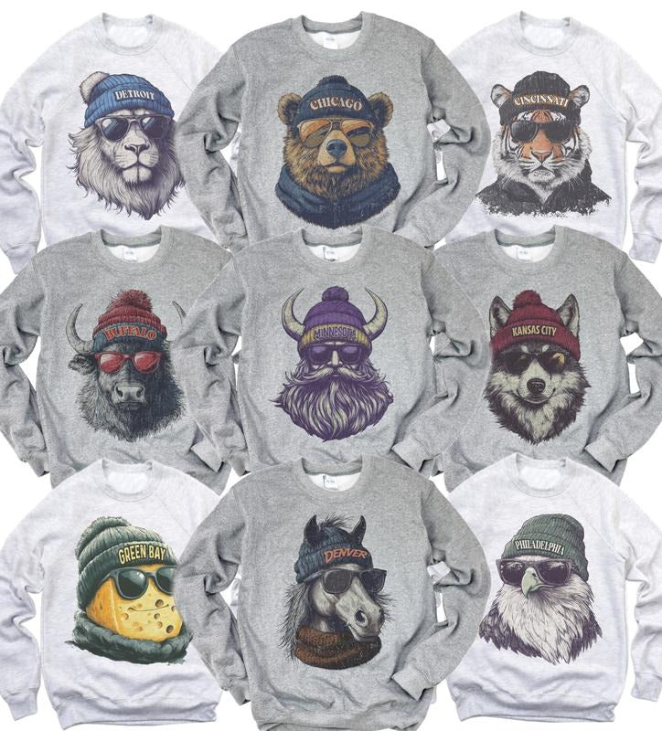 Custom Spirit Animal Football Sweatshirt – City Team Game Day Pullover