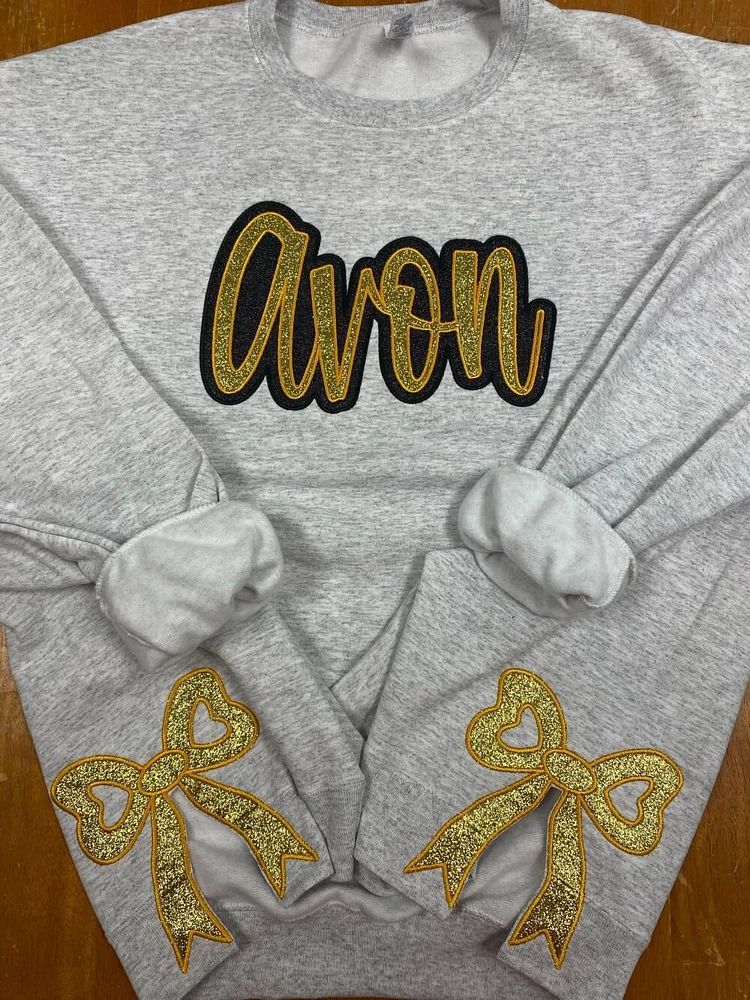 Custom Embroidered Glitter Team Sweatshirt With Bows