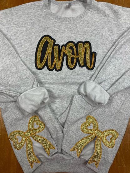 Custom Embroidered Glitter Team Sweatshirt With Bows
