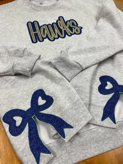 Custom Embroidered Glitter Team Sweatshirt With Bows
