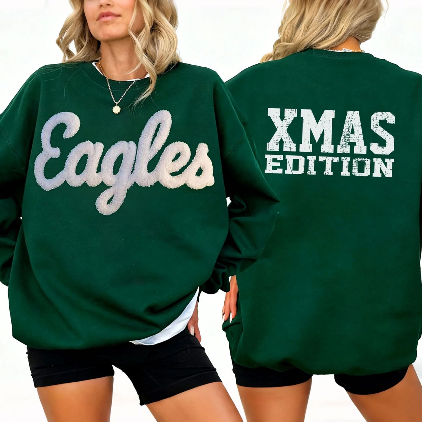 Custom Classic Oversized Team Chenille Embroidered Sweatshirt – XMAS LIMITED EDITION