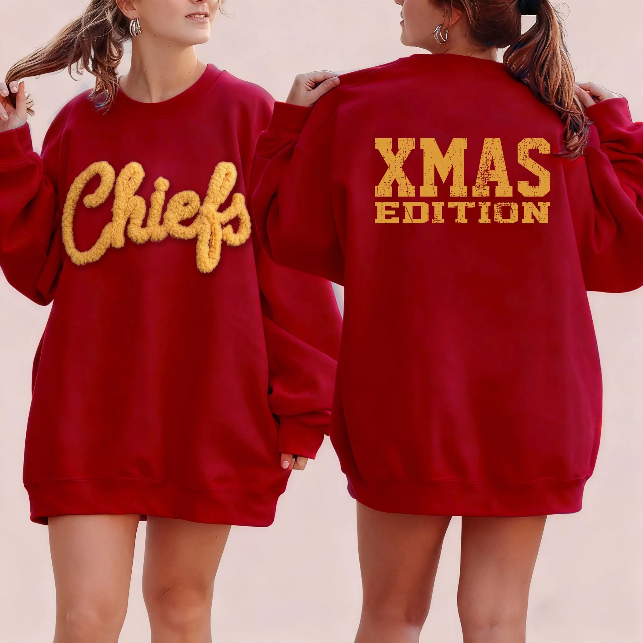 Custom Classic Oversized Team Chenille Embroidered Sweatshirt – XMAS LIMITED EDITION