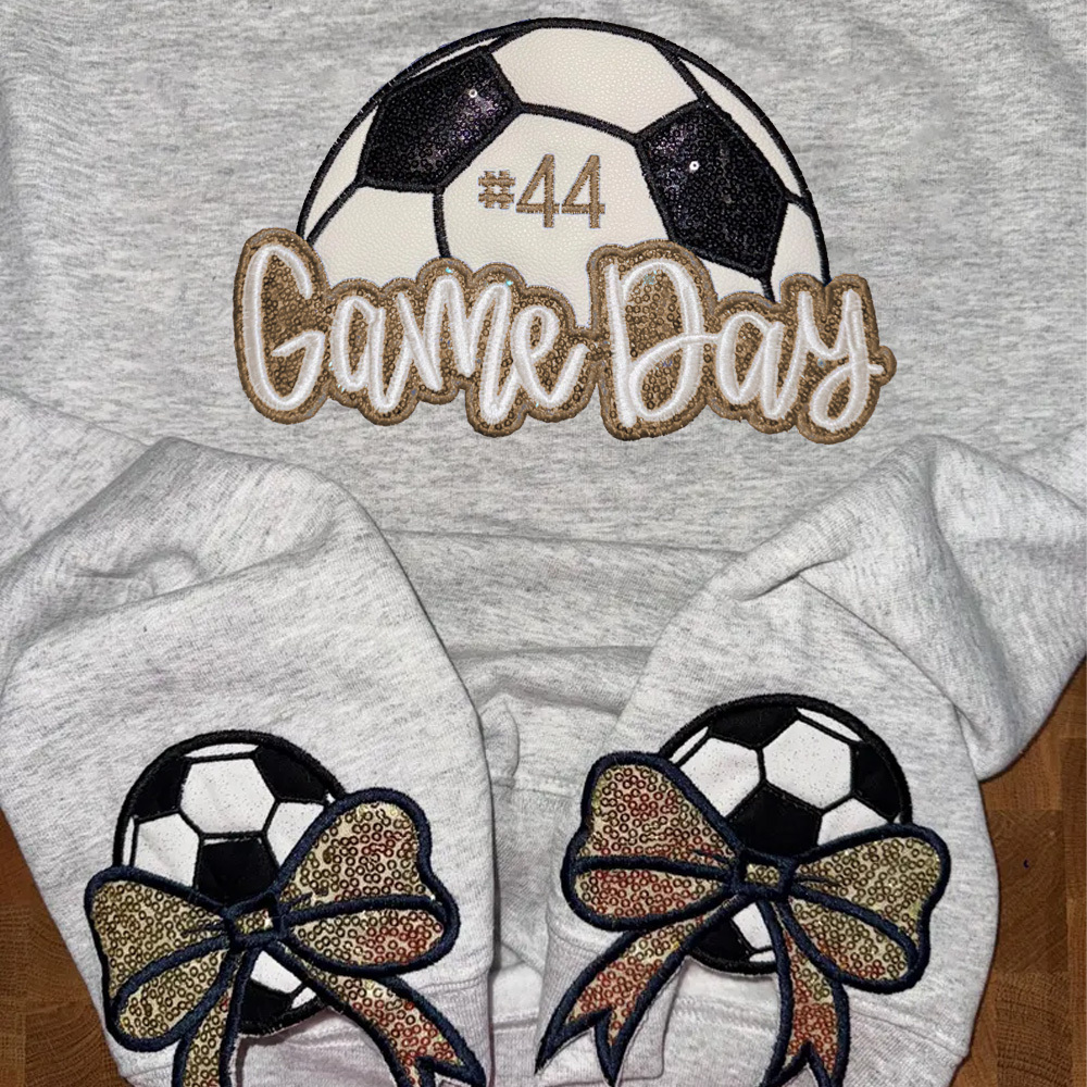 Personalized Baseball Game Day Sweatshirt with Side Bows Sequin Embroidery Pullover