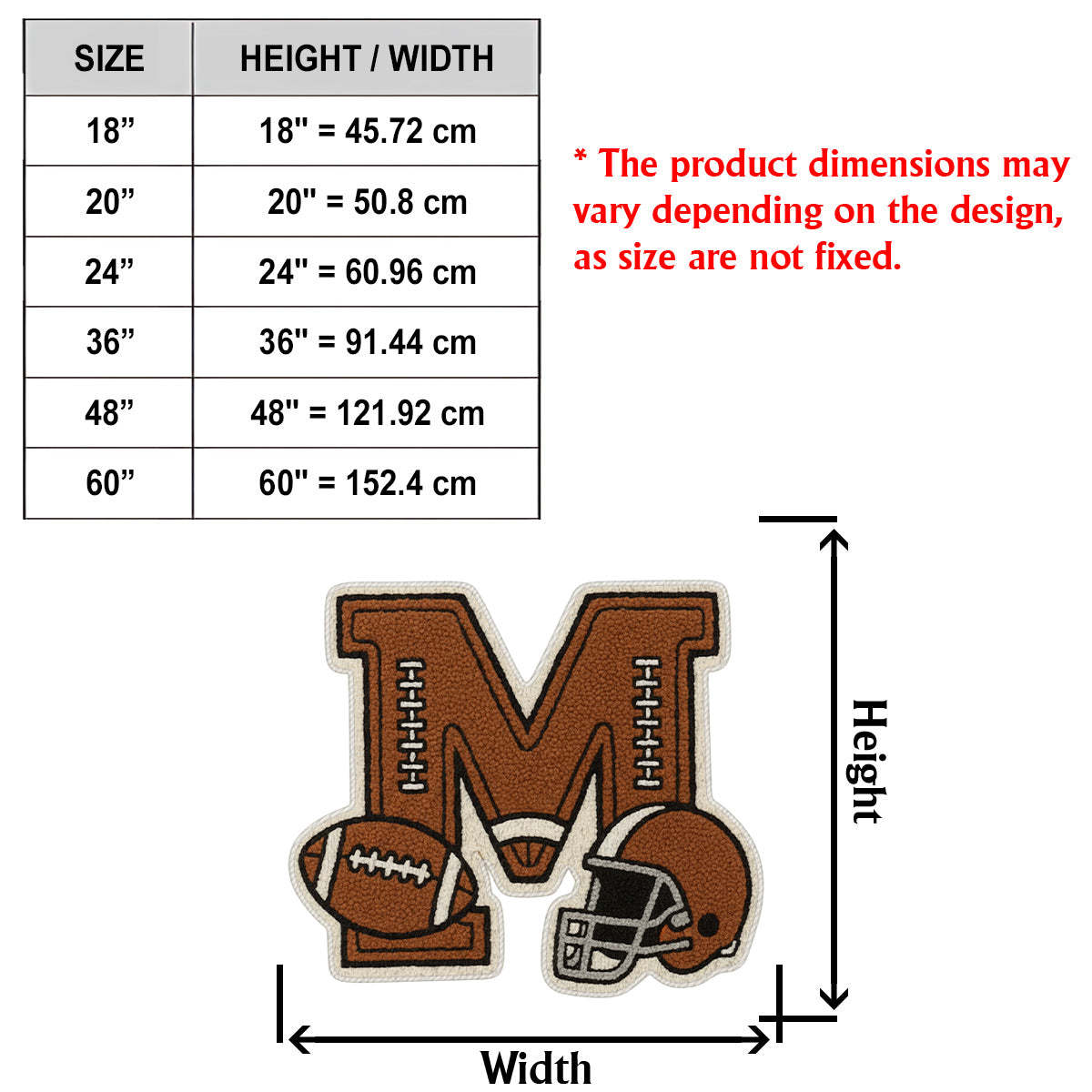 Football Initial Name Alphabet - Personalized Football Non-Slip Tufted Rug