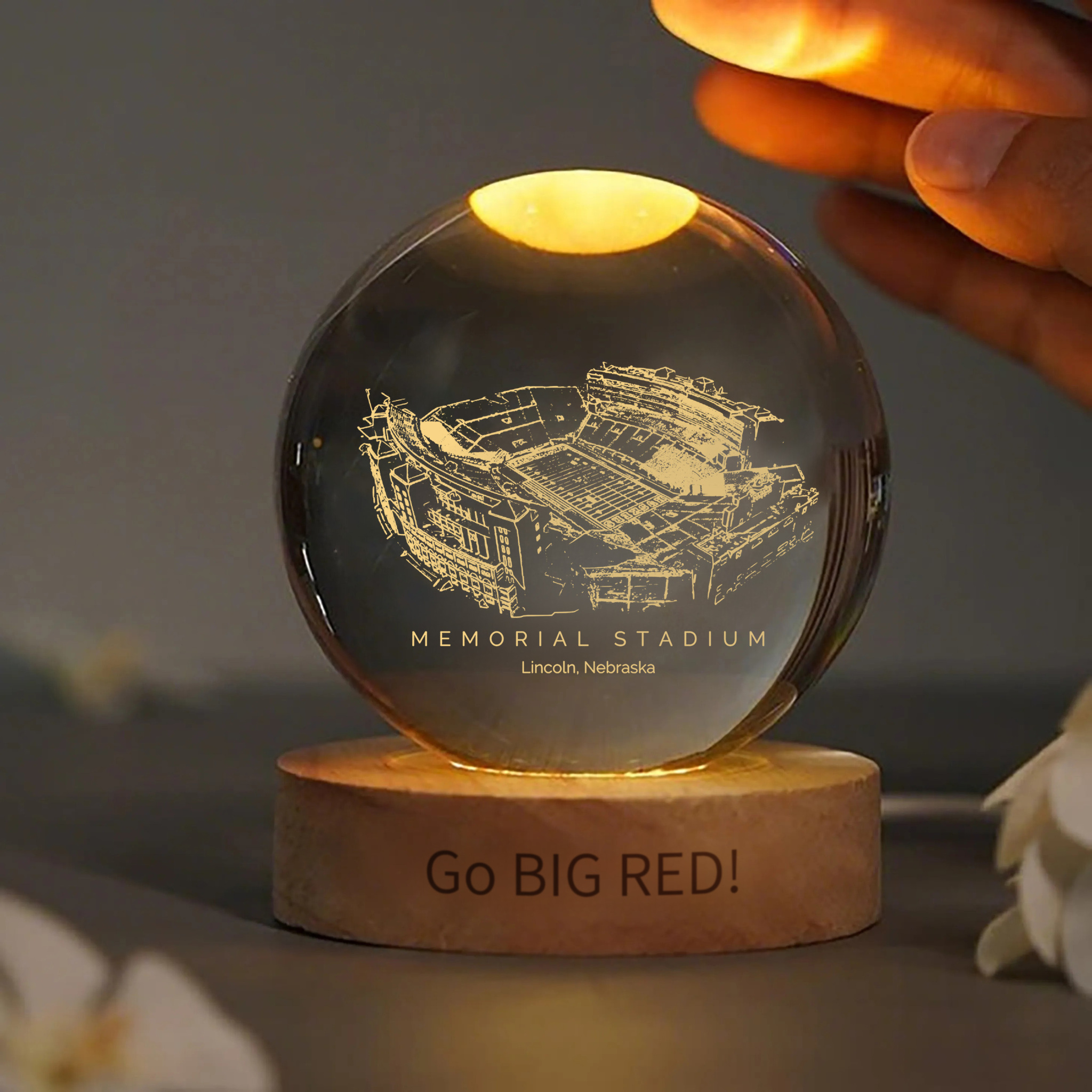 Memorial Stadium (Lincoln) 3D Spherical Crystal Lamp