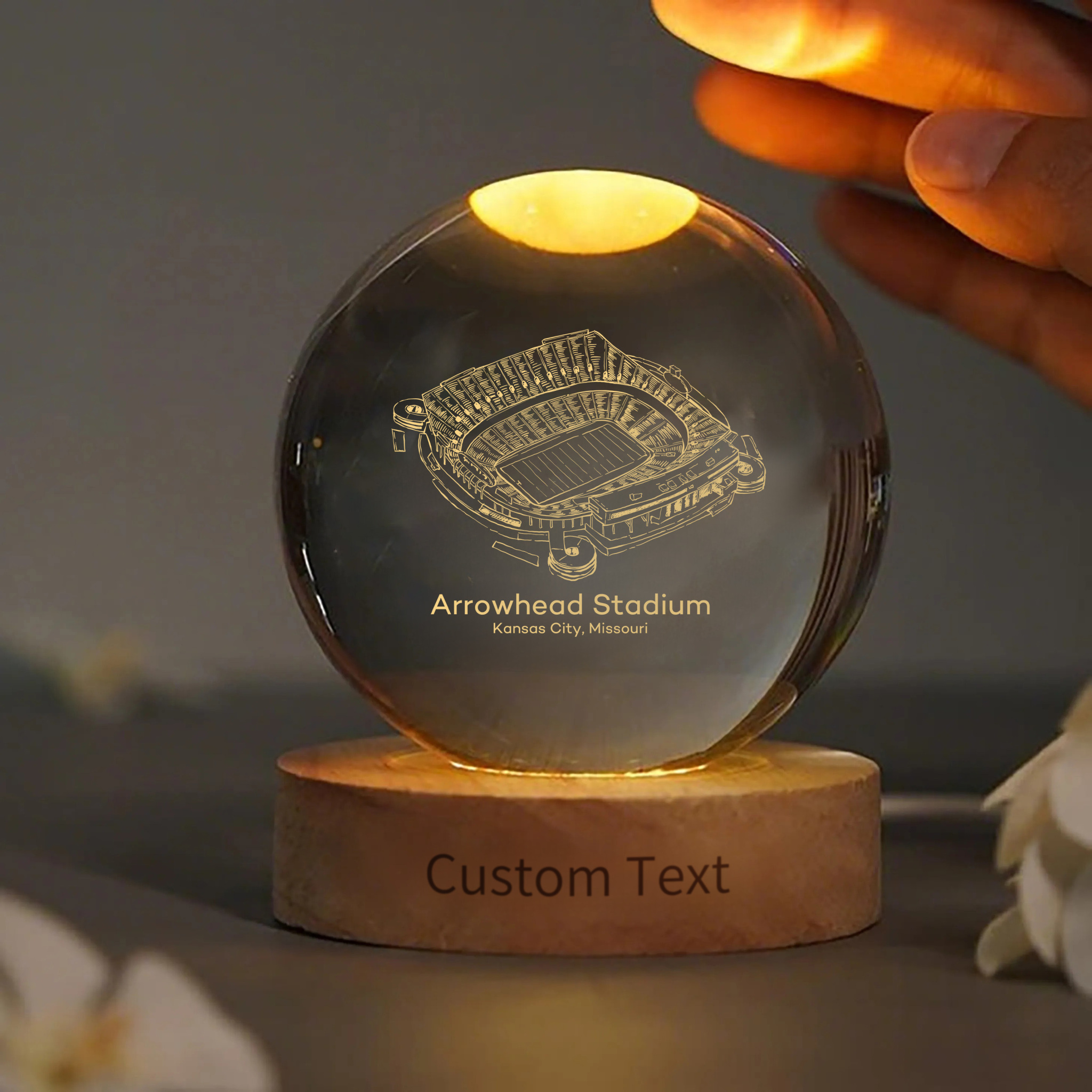 Arrowhead Stadium 3D Spherical Crystal Lamp