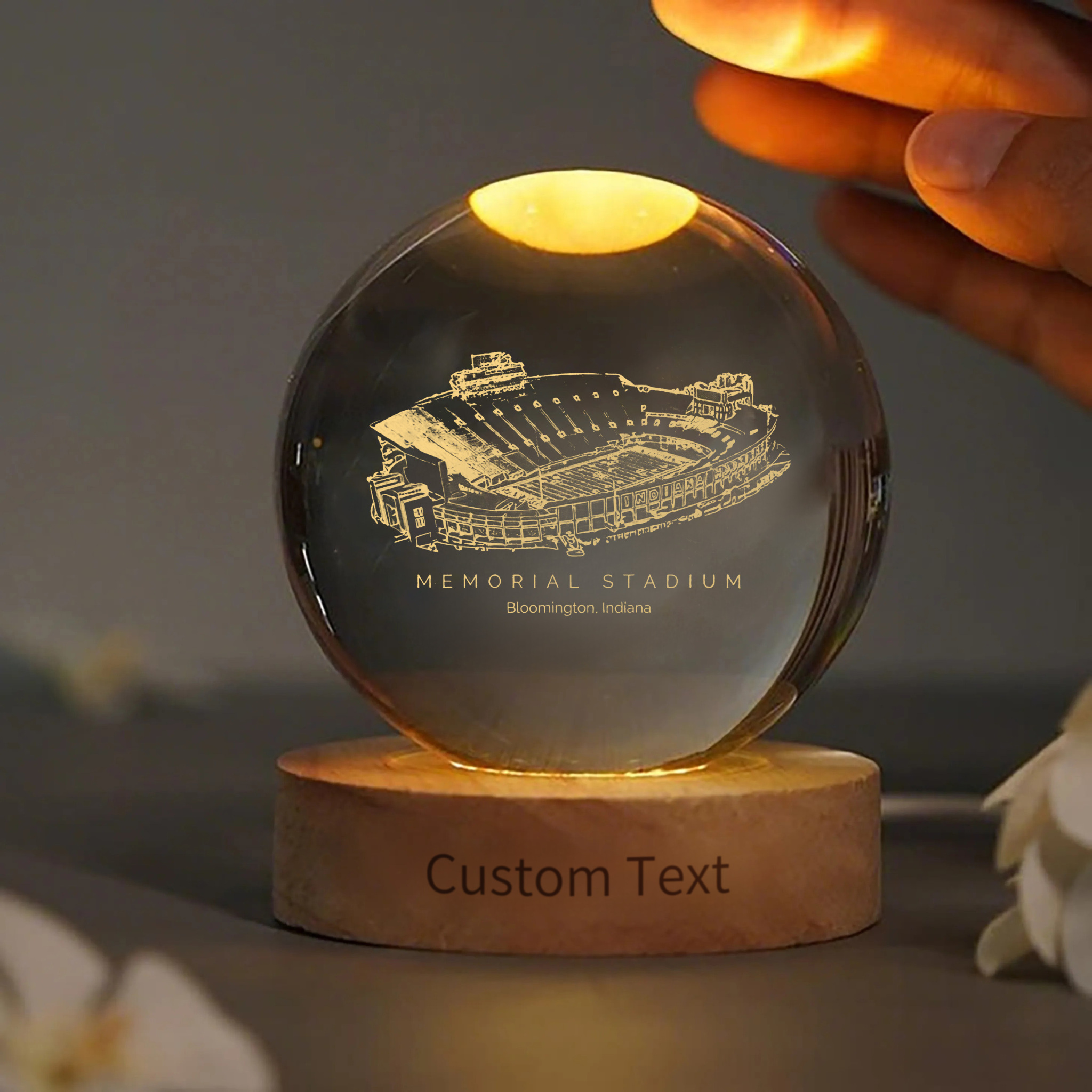 Memorial Stadium (Indiana) 3D Spherical Crystal Lamp