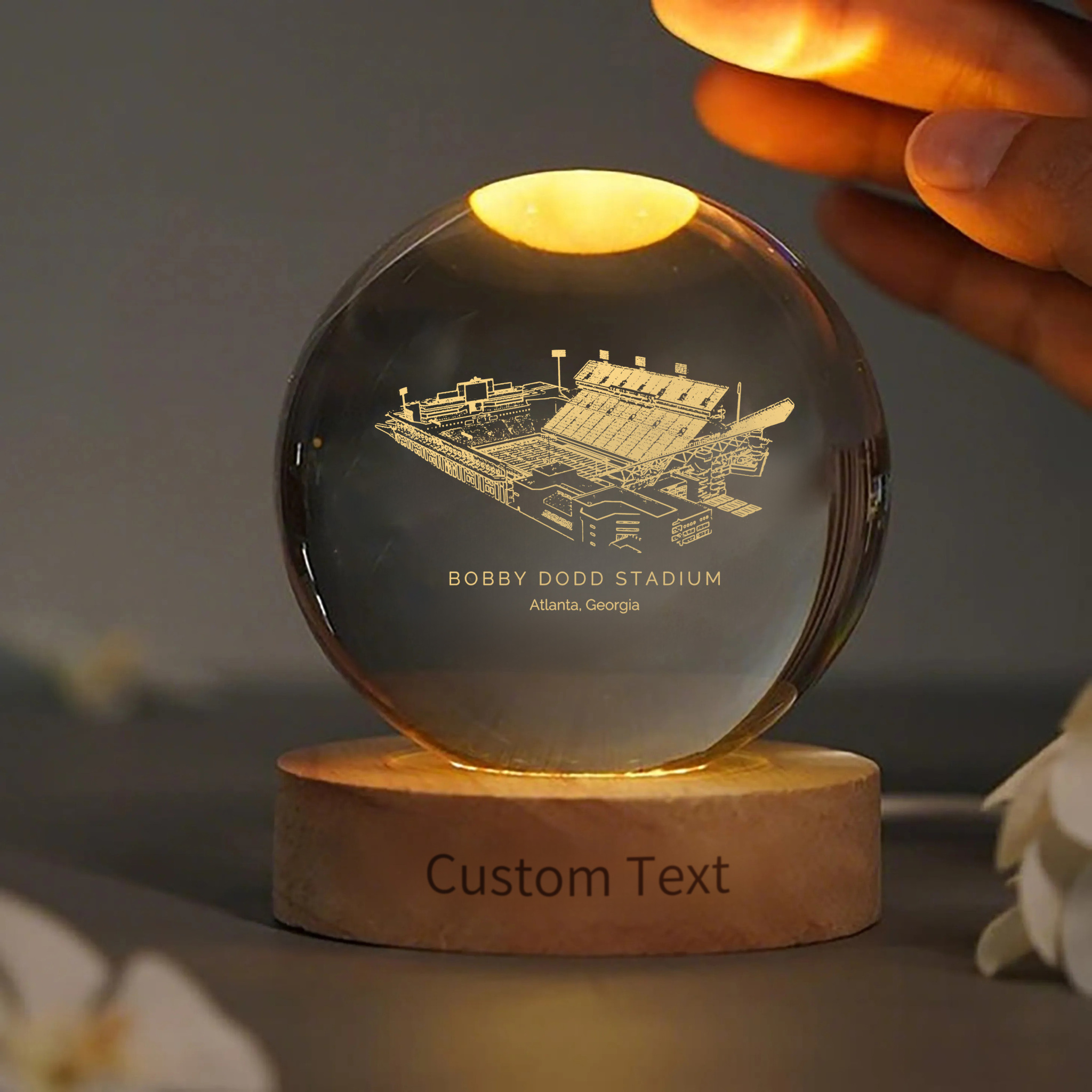 Bobby Dodd Stadium 3D Spherical Crystal Lamp