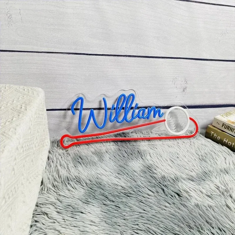 Baseball Neon Sign Custom Baseball Name Teens Boy's Bedroom Wall Decor