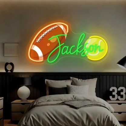Sports Neon Light Personalized UV Printing Sports Ball and Name Neon Sign