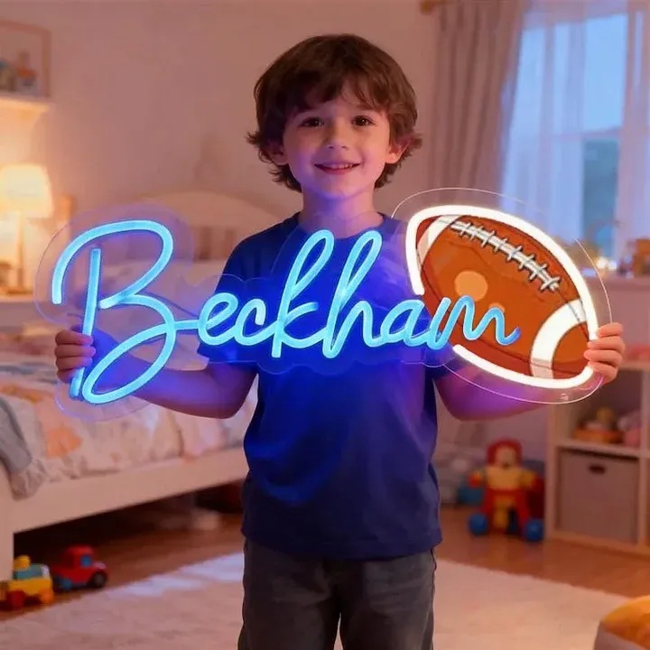 Sports Neon Light Personalized UV Printing Sports Ball and Name Neon Sign