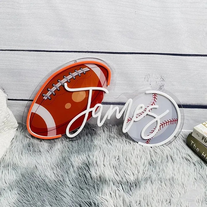 Sports Neon Light Personalized UV Printing Sports Ball and Name Neon Sign