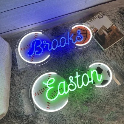 Sports Neon Light Personalized UV Printing Sports Ball and Name Neon Sign