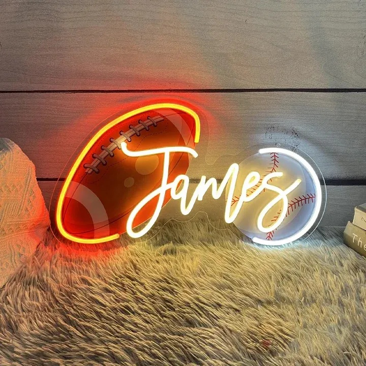 Sports Neon Light Personalized UV Printing Sports Ball and Name Neon Sign