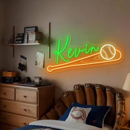 Baseball Neon Sign Custom Baseball Name Teens Boy's Bedroom Wall Decor