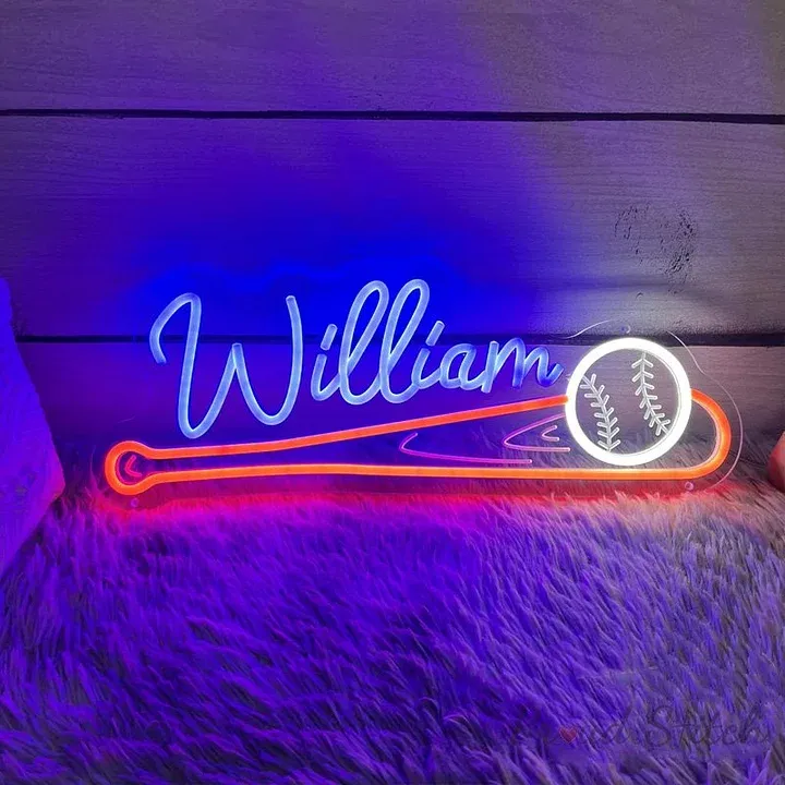 Baseball Neon Sign Custom Baseball Name Teens Boy's Bedroom Wall Decor