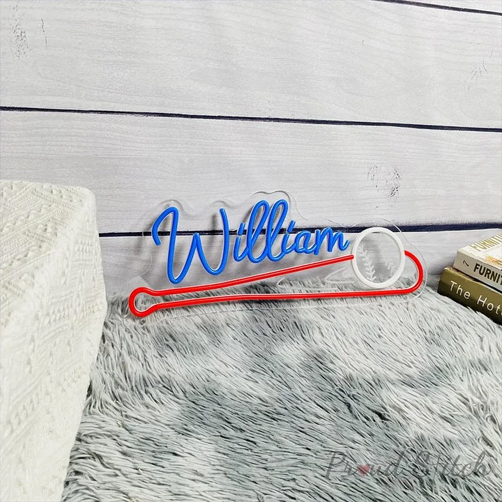 Baseball Neon Sign Custom Baseball Name Teens Boy's Bedroom Wall Decor