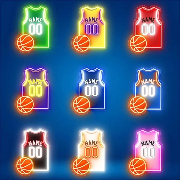 Basketball Jersey Name Neon Sign Custom Led Name Wall Decor Basketball Fans Gifts