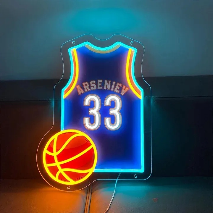Basketball Jersey Name Neon Sign Custom Led Name Wall Decor Basketball Fans Gifts