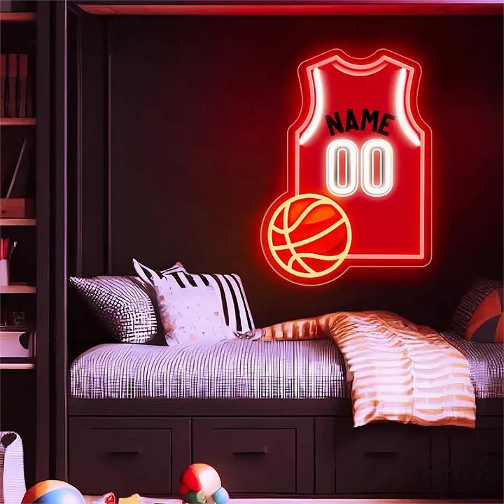 Basketball Jersey Name Neon Sign Custom Led Name Wall Decor Basketball Fans Gifts