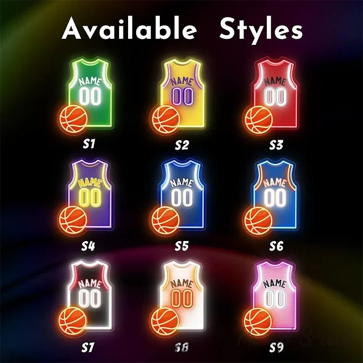 Basketball Jersey Name Neon Sign Custom Led Name Wall Decor Basketball Fans Gifts