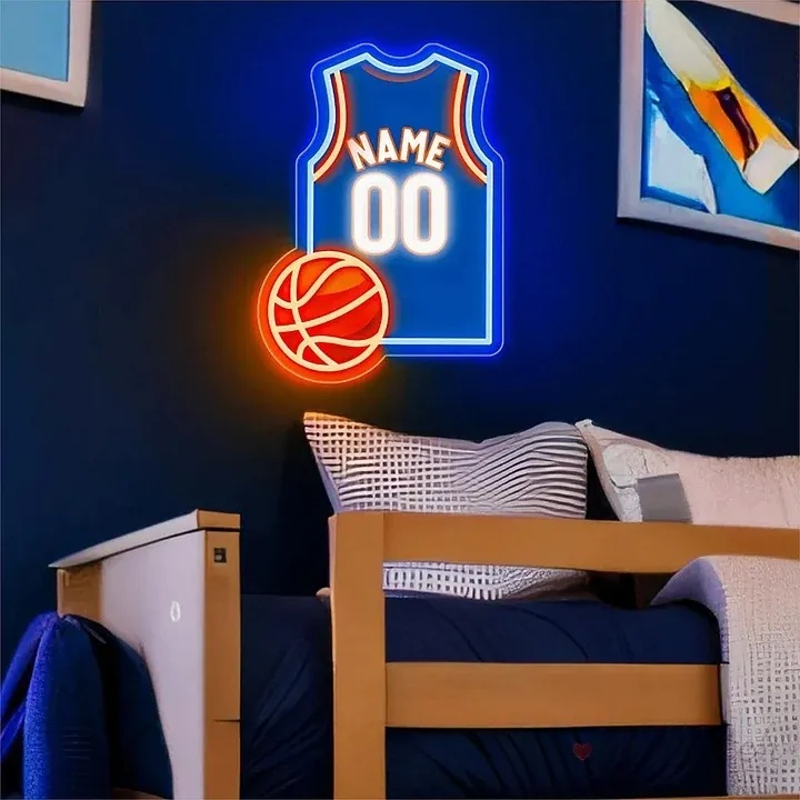 Basketball Jersey Name Neon Sign Custom Led Name Wall Decor Basketball Fans Gifts