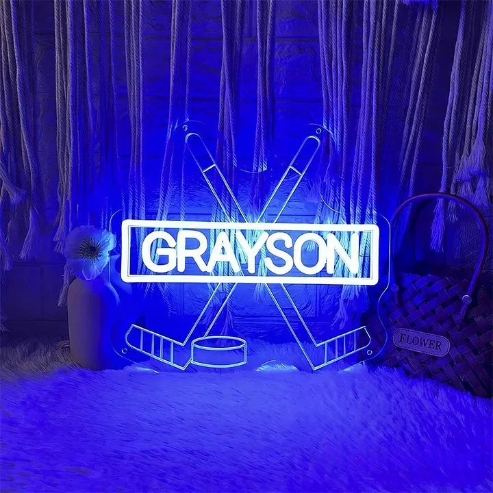 Custom Hockey Name Neon Sign Sports Bedroom Wall Decor