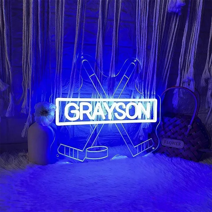 Custom Hockey Name Neon Sign Sports Bedroom Wall Decor