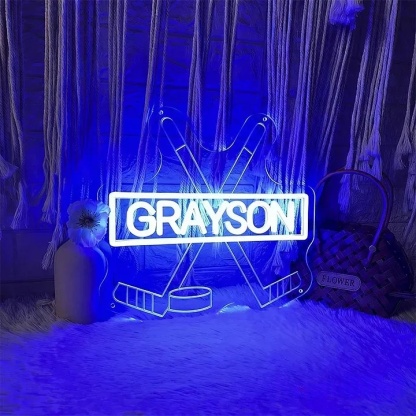 Custom Hockey Name Neon Sign Sports Bedroom Wall Decor