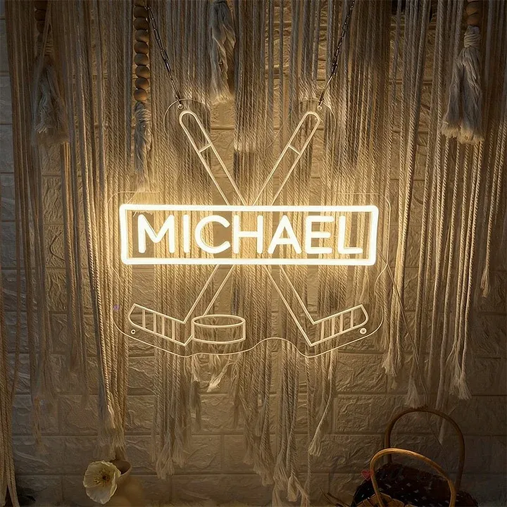 Custom Hockey Name Neon Sign Sports Bedroom Wall Decor