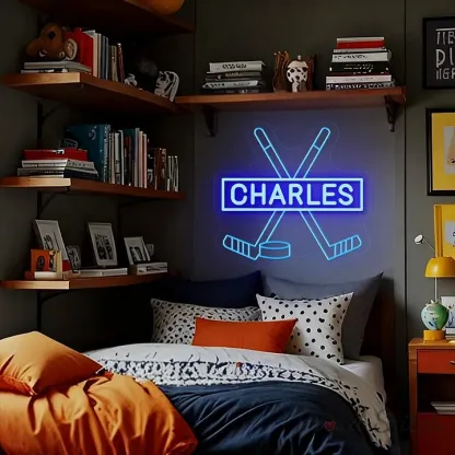 Custom Hockey Name Neon Sign Sports Bedroom Wall Decor